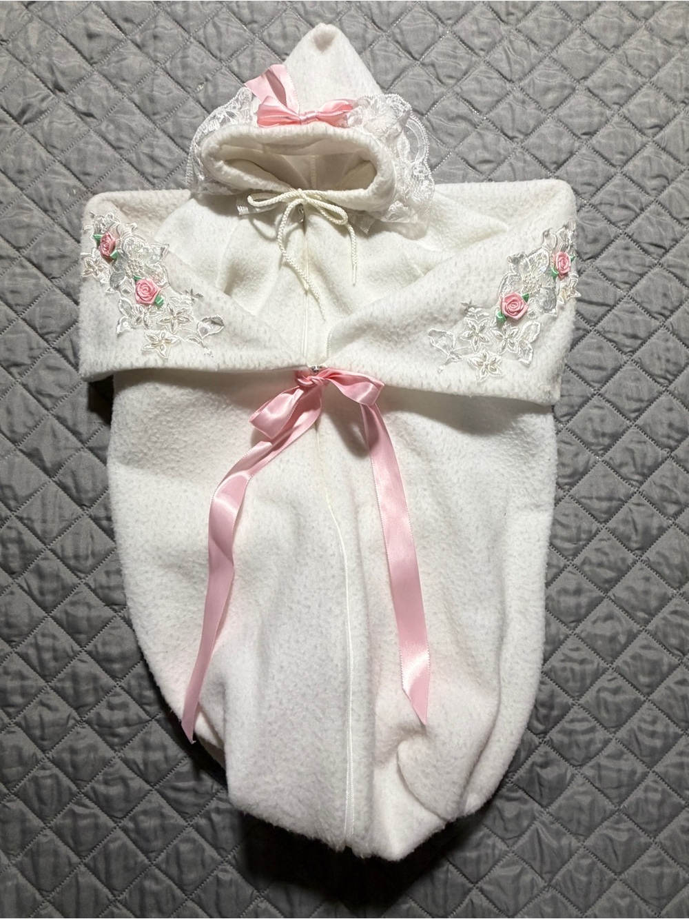 Beverly Hills Kids Baby Girl Fleece Snowsuit Cape Set Pink Lace 6M